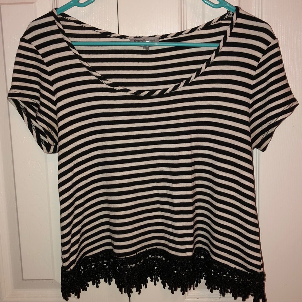 Black&White Fringe T-Shirt